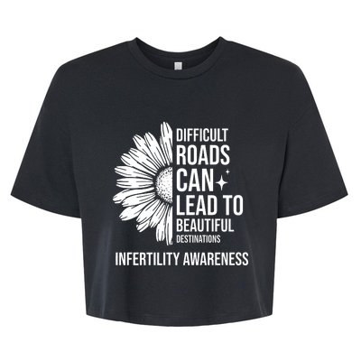 Difficult Roads Can Lead To Beautiful Destinations Infertility Awareness Bella+Canvas Jersey Crop Tee