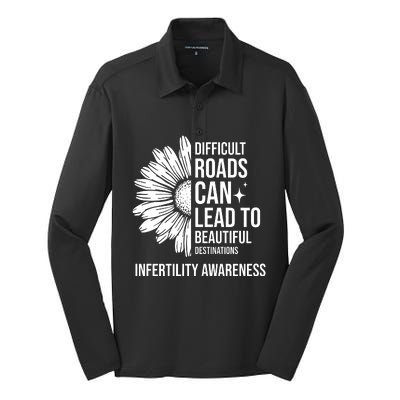 Difficult Roads Can Lead To Beautiful Destinations Infertility Awareness Silk Touch Performance Long Sleeve Polo