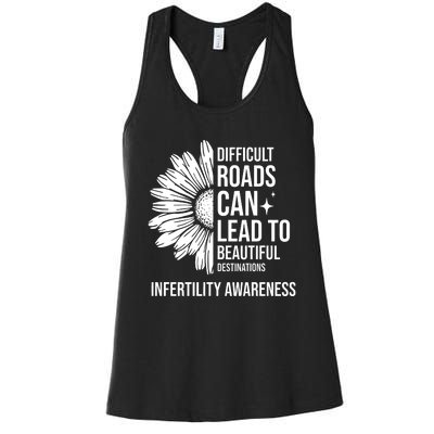 Difficult Roads Can Lead To Beautiful Destinations Infertility Awareness Women's Racerback Tank