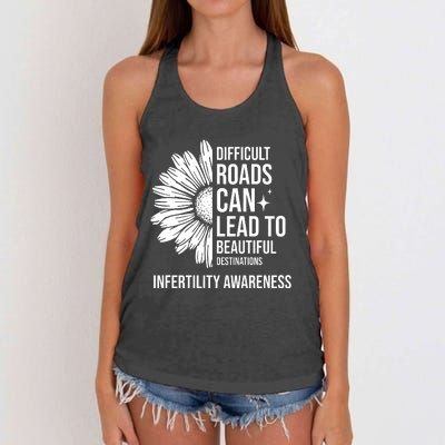 Difficult Roads Can Lead To Beautiful Destinations Infertility Awareness Women's Knotted Racerback Tank