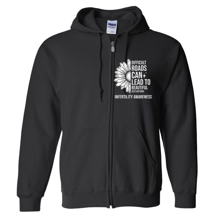 Difficult Roads Can Lead To Beautiful Destinations Infertility Awareness Full Zip Hoodie