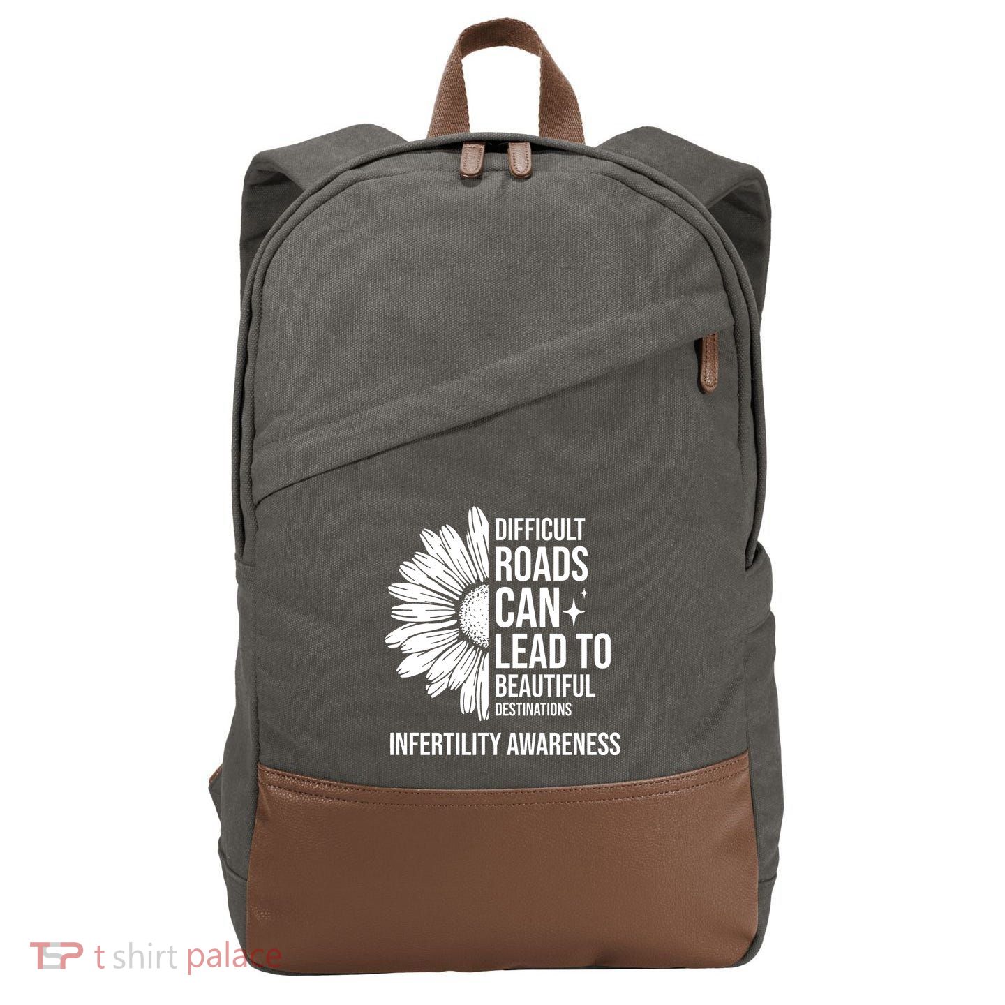 Difficult Roads Can Lead To Beautiful Destinations Infertility Awareness Cotton Canvas Backpack