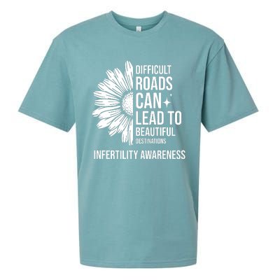 Difficult Roads Can Lead To Beautiful Destinations Infertility Awareness Sueded Cloud Jersey T-Shirt