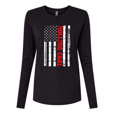 Diesel Rolling Coal Flag Gift Truck Turbo Brothers Womens Cotton Relaxed Long Sleeve T-Shirt