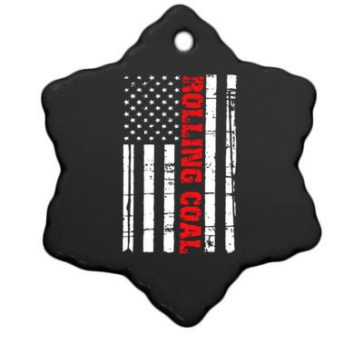 Diesel Rolling Coal Flag Gift Truck Turbo Brothers Ceramic Star Ornament