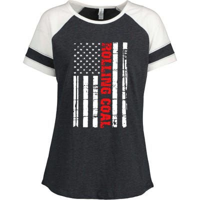 Diesel Rolling Coal Flag Gift Truck Turbo Brothers Enza Ladies Jersey Colorblock Tee