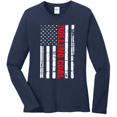 Diesel Rolling Coal Flag Gift Truck Turbo Brothers Ladies Long Sleeve Shirt