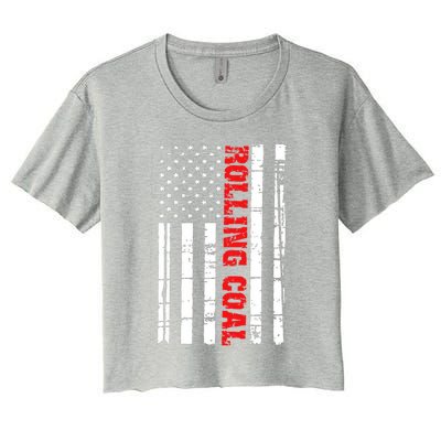 Diesel Rolling Coal Flag Gift Truck Turbo Brothers Women's Crop Top Tee