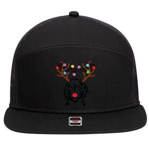 Doodle Reindeer Christmas Lights Funny Doodle Lover Xmas 7 Panel Mesh Trucker Snapback Hat