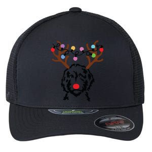 Doodle Reindeer Christmas Lights Funny Doodle Lover Xmas Flexfit Unipanel Trucker Cap