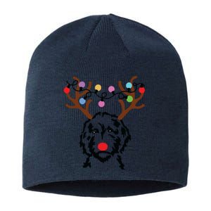 Doodle Reindeer Christmas Lights Funny Doodle Lover Xmas Sustainable Beanie