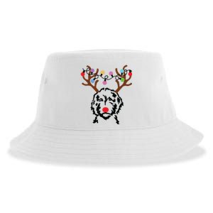 Doodle Reindeer Christmas Lights Funny Doodle Lover Xmas Sustainable Bucket Hat