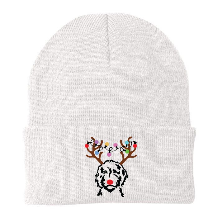 Doodle Reindeer Christmas Lights Funny Doodle Lover Xmas Knit Cap Winter Beanie