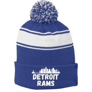 Detroit Rams City View Stripe Pom Pom Beanie