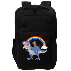 Dachshund Riding Dinosaur Impact Tech Backpack