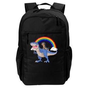 Dachshund Riding Dinosaur Daily Commute Backpack