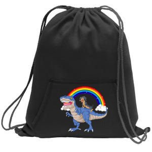 Dachshund Riding Dinosaur Sweatshirt Cinch Pack Bag