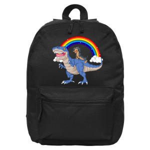 Dachshund Riding Dinosaur 16 in Basic Backpack