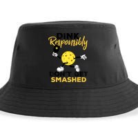 Dink Responsibly Don't Get Smashed Funny Pickleball Player Sustainable Bucket Hat