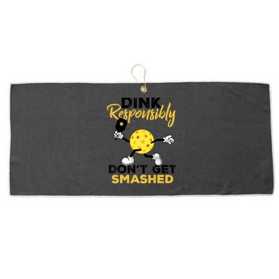 Dink Responsibly Don't Get Smashed Funny Pickleball Player Large Microfiber Waffle Golf Towel