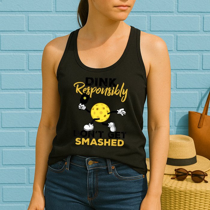 Dink Responsibly Don't Get Smashed Funny Pickleball Player Womens Tank Top