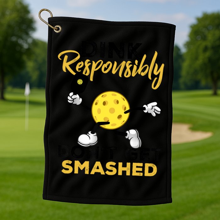 Dink Responsibly Don't Get Smashed Funny Pickleball Player Golf Towel