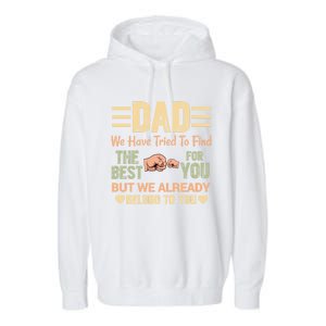 Distressed Retro Dad From Son Daughter Wife For Father's Great Gift Garment-Dyed Fleece Hoodie