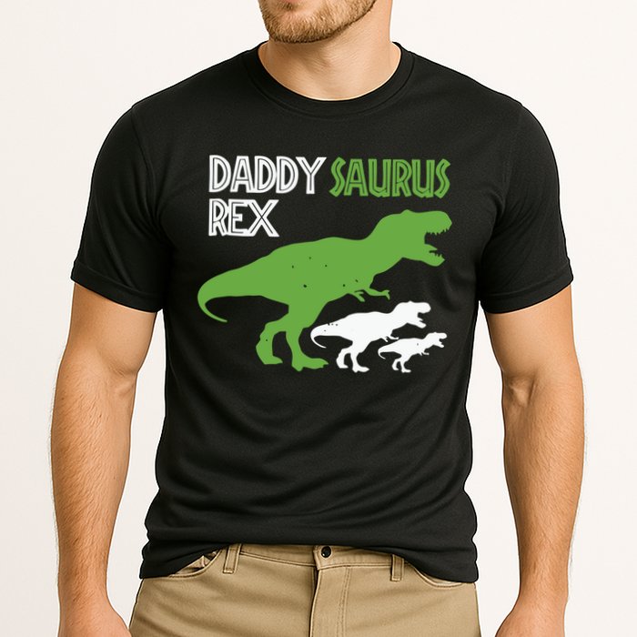 Daddysaurus Rex Daddy Saurus T Rex Dad Of Two Fathers Day Gift Cooling Performance Crew T-Shirt