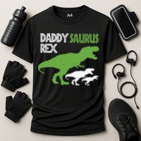Daddysaurus Rex Daddy Saurus T Rex Dad Of Two Fathers Day Gift Cooling Performance Crew T-Shirt