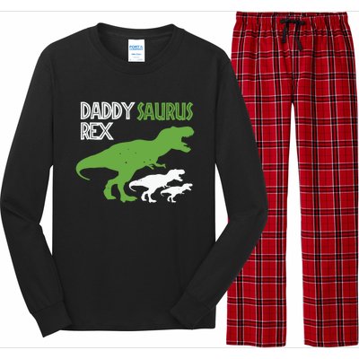 Daddysaurus Rex Daddy Saurus T Rex Dad Of Two Fathers Day Gift Long Sleeve Pajama Set