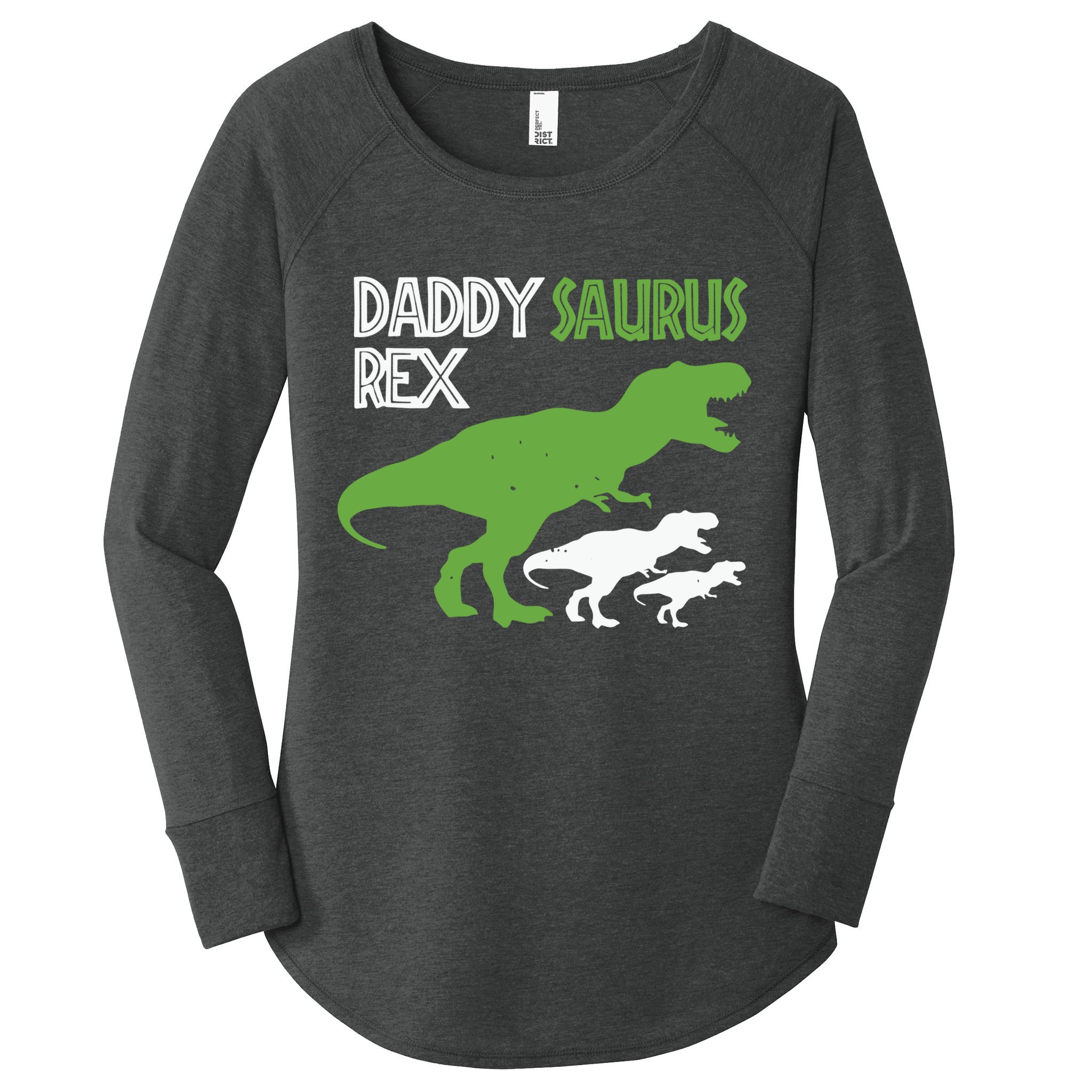 Daddysaurus Rex Daddy Saurus T Rex Dad Of Two Fathers Day Gift Women's Perfect Tri Tunic Long Sleeve Shirt