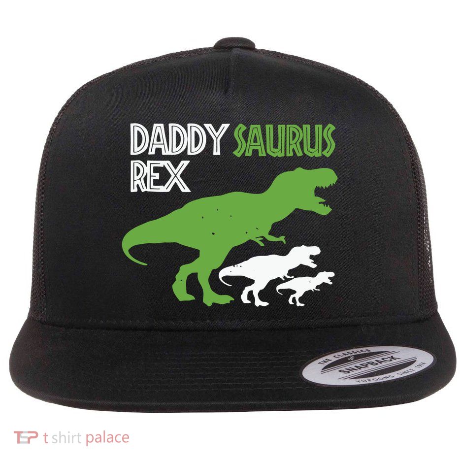 Daddysaurus Rex Daddy Saurus T Rex Dad Of Two Fathers Day Gift Flatbill Hat