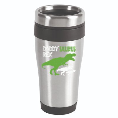 Daddysaurus Rex Daddy Saurus T Rex Dad Of Two Fathers Day Gift 16oz Travel Tumbler