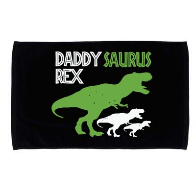 Daddysaurus Rex Daddy Saurus T Rex Dad Of Two Fathers Day Gift Microfiber Hand Towel