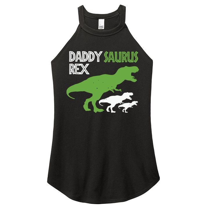 Daddysaurus Rex Daddy Saurus T Rex Dad Of Two Fathers Day Gift Women's Perfect Tri Rocker Tank