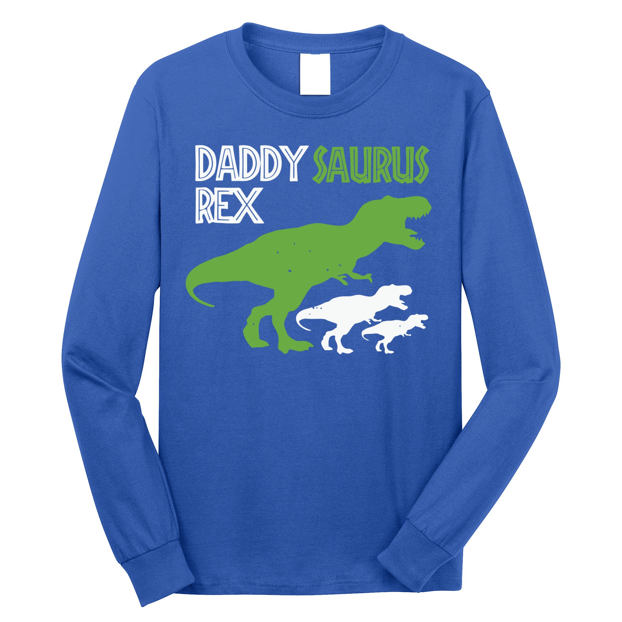 Daddysaurus Rex Daddy Saurus T Rex Dad Of Two Fathers Day Gift Long Sleeve Shirt