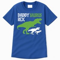 Daddysaurus Rex Daddy Saurus T Rex Dad Of Two Fathers Day Gift Tall T-Shirt