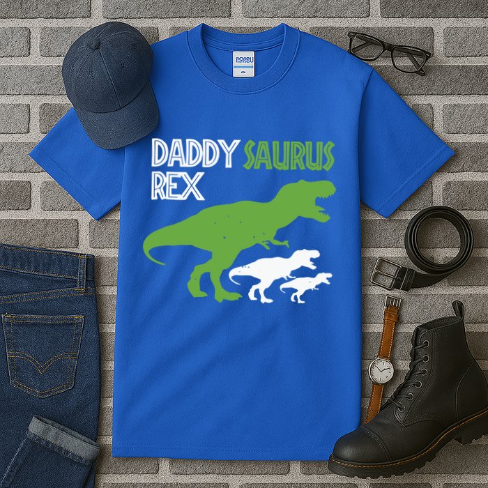 Daddysaurus Rex Daddy Saurus T Rex Dad Of Two Fathers Day Gift Tall T-Shirt