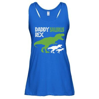 Daddysaurus Rex Daddy Saurus T Rex Dad Of Two Fathers Day Gift Ladies Essential Flowy Tank