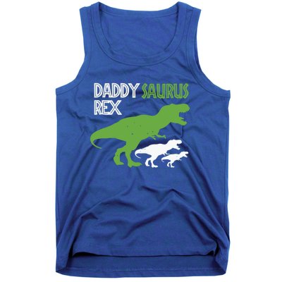 Daddysaurus Rex Daddy Saurus T Rex Dad Of Two Fathers Day Gift Tank Top