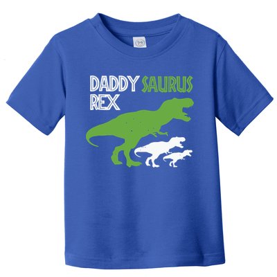 Daddysaurus Rex Daddy Saurus T Rex Dad Of Two Fathers Day Gift Toddler T-Shirt