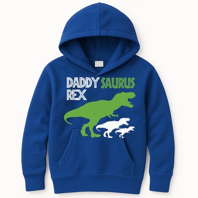 Daddysaurus Rex Daddy Saurus T Rex Dad Of Two Fathers Day Gift Kids Hoodie