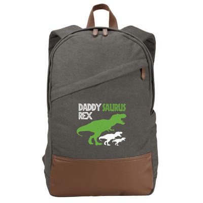 Daddysaurus Rex Daddy Saurus T Rex Dad Of Two Fathers Day Gift Cotton Canvas Backpack