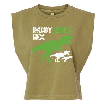 Daddysaurus Rex Daddy Saurus T Rex Dad Of Two Fathers Day Gift Garment-Dyed Women's Muscle Tee