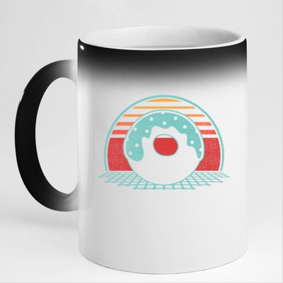 Donut Retro Doughnut Vintage 80s Style Gift Funny Gift 11oz Black Color Changing Mug