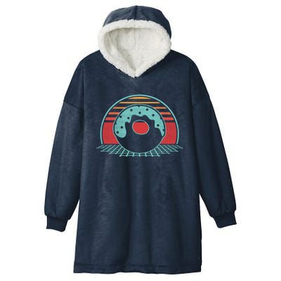 Donut Retro Doughnut Vintage 80s Style Gift Funny Gift Hooded Wearable Blanket