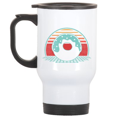 Donut Retro Doughnut Vintage 80s Style Gift Funny Gift Stainless Steel Travel Mug