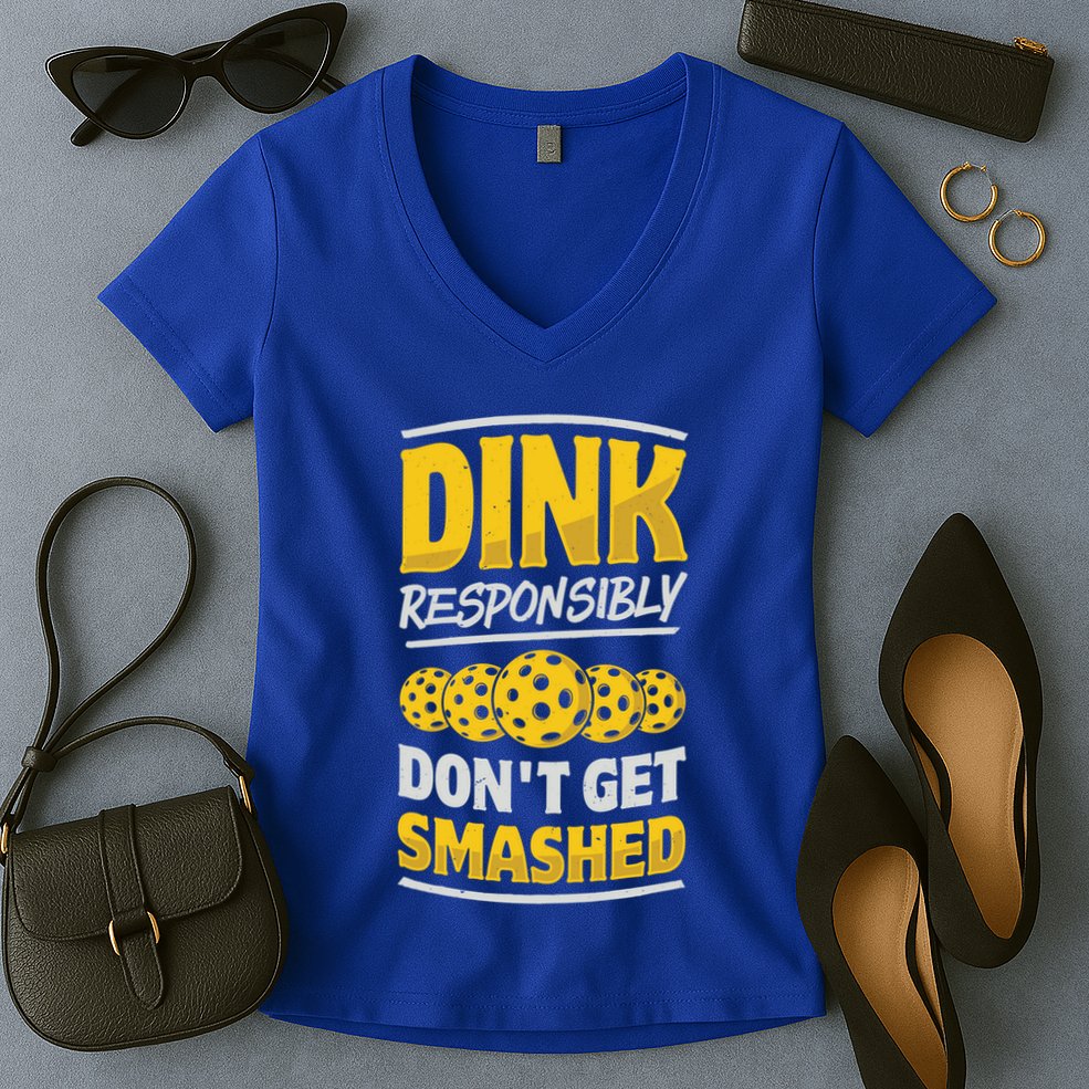 Dink Responsibly DonT Get Smashed Pickleball Paddleball Cute Gift Women's V-Neck T-Shirt