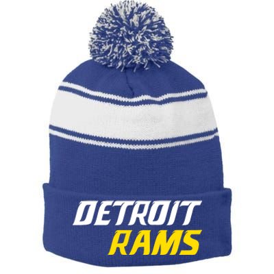 Detroit Rams Stripe Pom Pom Beanie