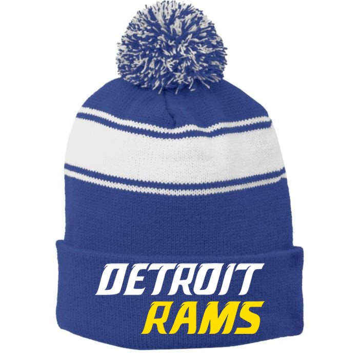 Detroit Rams Stripe Pom Pom Beanie